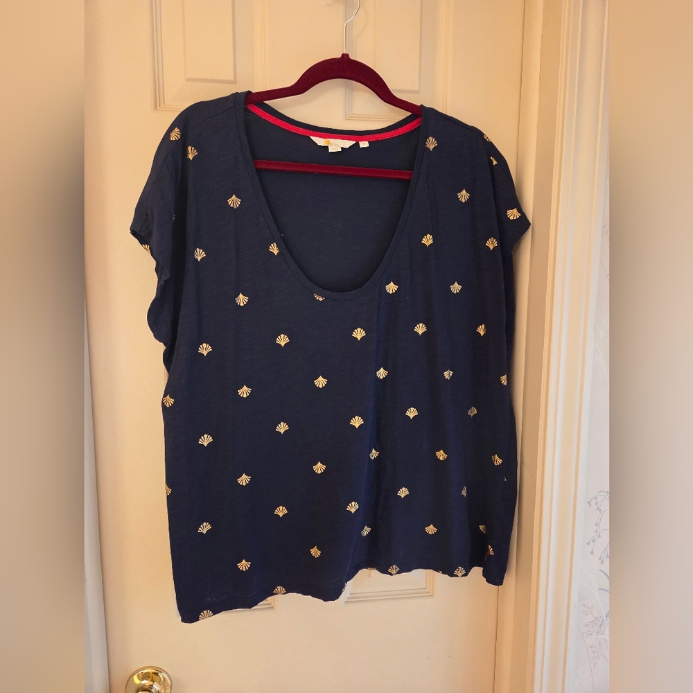 Boden Navy Blue Women's Top with Gold Accents
